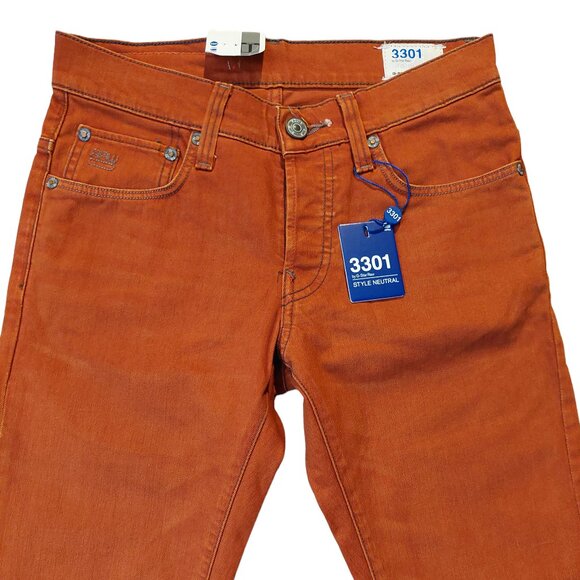 Retro Vintage G-Star Raw 3301 Skinny Burnt Orange High-Rise Denim Jeans  Sz 27 - Picture 3 of 8